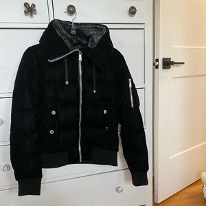 BCBGeneration black velour puffer cropped jacket